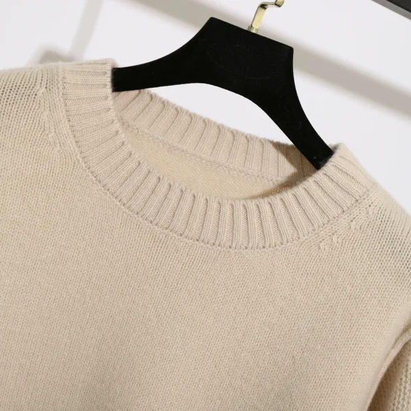 High Quality 100% Wool O Neck Pullover Winter Warm Knitted Sweater for Women - Image 5