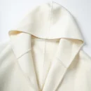 Winter Double Faced Hooded Woolen Coat Luxury Cropped Alpaca Wool Coats Women With Belt