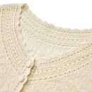 Hollow Out Single Breasted Knitwear Summer V Neck Short Sleeve 100% Cotton Knitted Cardigans for Women