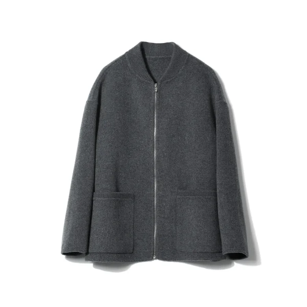Winter Baseball Woolen Coat Women Short Double Faced 100% Wool Coat With Zipper - Image 5