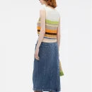2025 Multicolor Stripe Sleeveless Cardigan Handmade Waistcoat Crop Knitted Vest for Women
