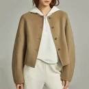 Winer Double Faced Genuine Wool Jacket Single Breasted Cropped 100% Wool Coats Women