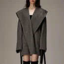 Winter Luxury Handmade Camel Hair Coat Double Faced Cropped Wool Coats Women with Hood