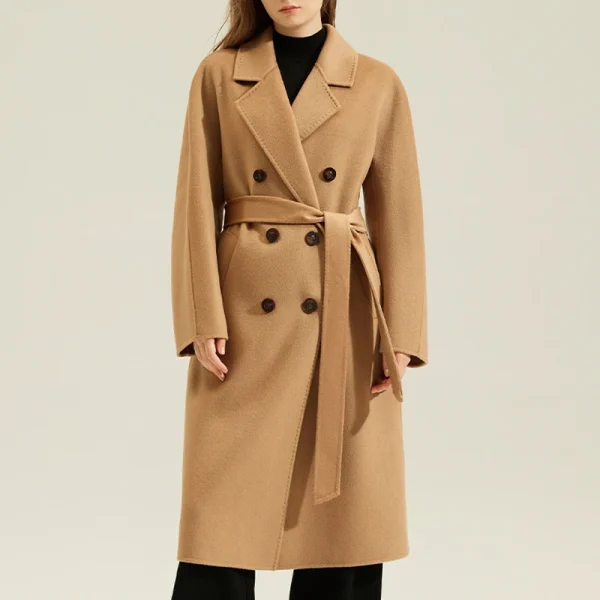 High Quality Luxury Double Faced Cashmere Trench Coats Winter Long 100% Real Goat Cashmere Coat Women With Belt