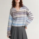 Hollow Out Knitwear Graduated Color Mohair Knitted Sweater Women