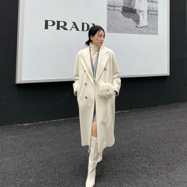 Women's Wool Blends in 2025 the New Winter Solid Color Double-breasted Jacket Fashion Elegant Commuting Cashmere Coat - Image 5