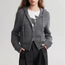 Autumn Fashion Zipper Wool Sweater Coat Knitted Wool Cardigans Women With Hooded