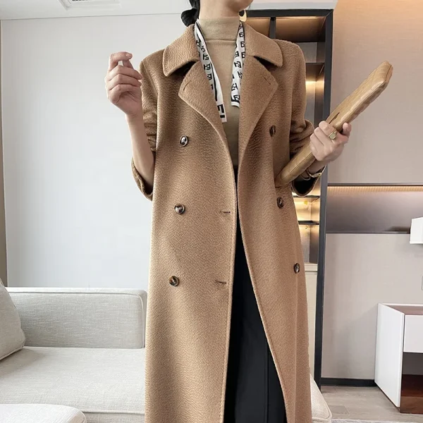 This Year's New Authentic High Quality 100% Cashmere Coat Casual Short Minimalist Loose Wool Coat - Image 5