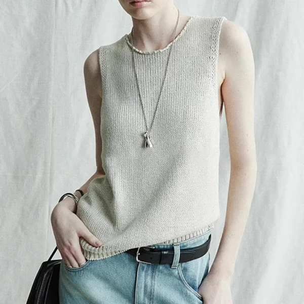 Cleanfit Summer O Neck Waistcoat Women Sleeveless 100% Silk Knitted Vests - Image 5