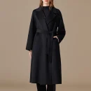 Winter Luxury Double Faced Long Handmade Woolen Coats Belted Genuine 100% Goat Cashmere Coat for Women