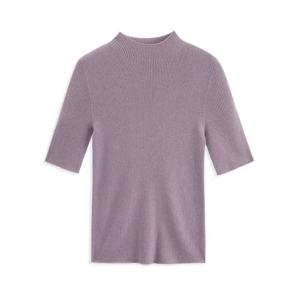 Half High Collar Knitwear Long Sleeve Knitted 100% Wool Pullover Sweater for Women
