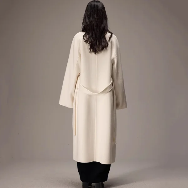 Luxury Turn Down Collar Cashmere Trench Coats Winter Long Wool Coat Women with Belt - Image 2