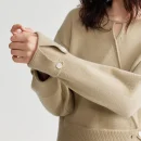 Autumn Khaki Sweater Pullover Split Wool Knitwear Women With Button