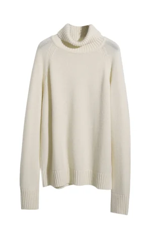 Autumn Winter High Collar Knitted Sweater Solid Color Women 100% Wool Pullover