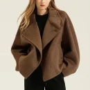 New Arrival Luxury Cropped Double Faced Winter Real Alpaca Wool Coats for Women