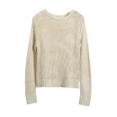 High Quality Long Sleeve Acrylic Pullover Hollow Out Cotton Knitted Sweater for Women