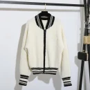 New Design Winter Warm Knitted Long Sleeve Sheep Fur Jacket Cropped Lamb Wool Coat Women With Zipper