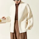 Winter Baseball Woolen Coat Women Short Double Faced 100% Wool Coat With Zipper