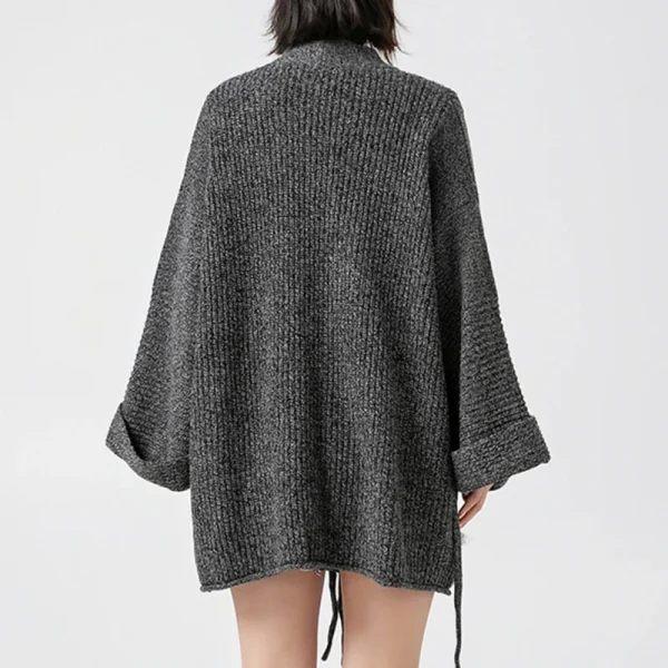 Knitted Cardigan Coat Winter Vintage Wool Cardigans Women With Belt - Image 2