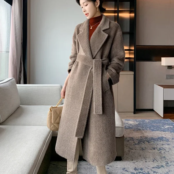 Small Batch Clothing Processing High Quality the Real Alpaca Hair Thickening Keep Warm Women's (clothing) Cashmere Coat - Image 6