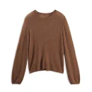 Long Sleeve Knitted Cashmere Sweaters Loose O Neck Cropped Knitwear for Women