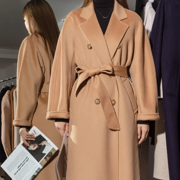 Winter Peru  Quality Goods Cashmere Coat Women's Wool Blends Water Ripple New Design