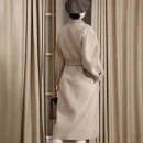 Winter Women's 100% Cashmere Coat Double-sided Wool Goods Senior Double-breasted Water Ripple Popular Design