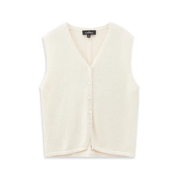 Summer V Neck Knitwear  Waistcoat Sleeveless Cotton Knitted Vest for Women