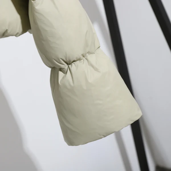 Cropped Puffer Jacket Winter Thick Warm Woman 400g 90% White Duck Down Coats With Scarf Collar - Image 5