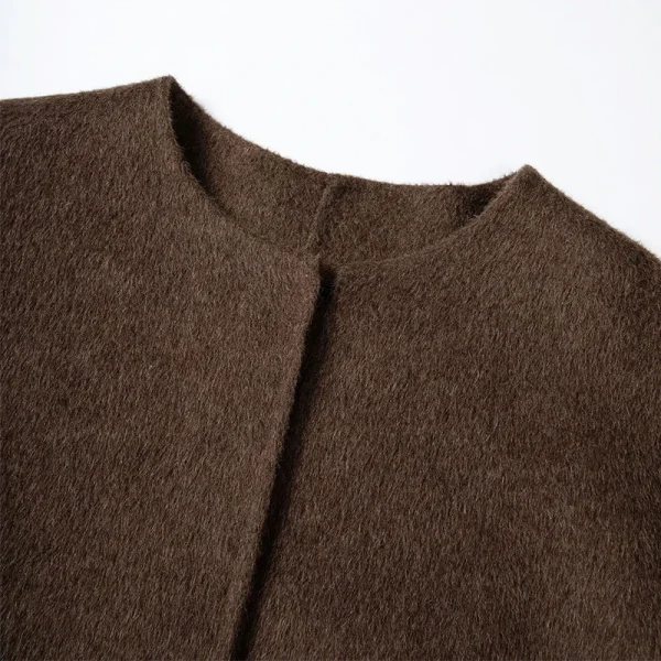 High Quality Real Camel Cashmere Coat Winter O Neck Long Genuine Wool Coats for Women - Image 3