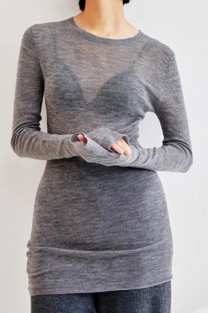 High Quality Summer Knitted Pullover O Neck Long Sleeve 100% Wool Knitwear for Women