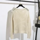 High Quality Long Sleeve Acrylic Pullover Hollow Out Cotton Knitted Sweater for Women