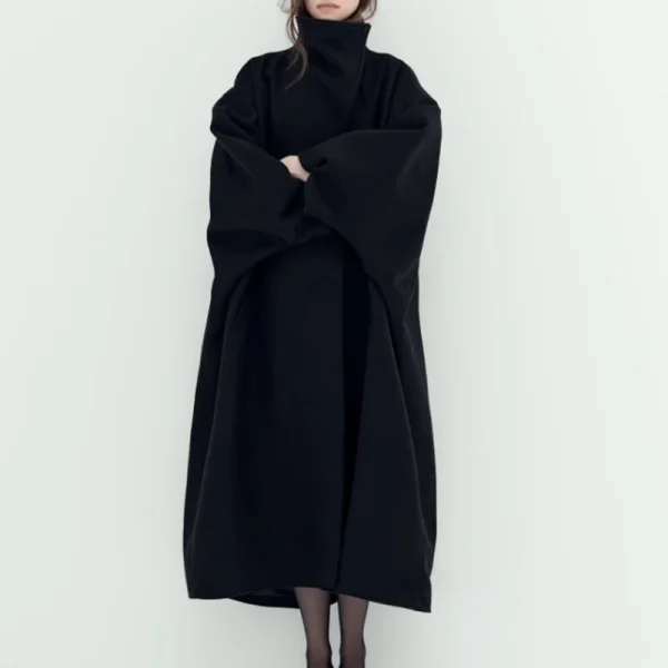 Stand Collar Long Woolen Coat Double Faced Winter Wool Coats for Women - Image 4