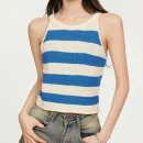 Summer Stripe Cami Tank Tops Hollow Out Knitted Cotton Vest Women