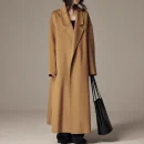 New Design Plus Size Belted Woolen Coat Winter Luxury Double Faced Long 100% Wool Coats for Women