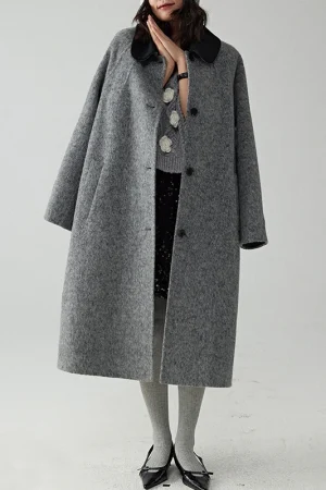 High Quality Winer Thick Alpaca Coat Single Breasted Long Cashmere Wool Coats for Women