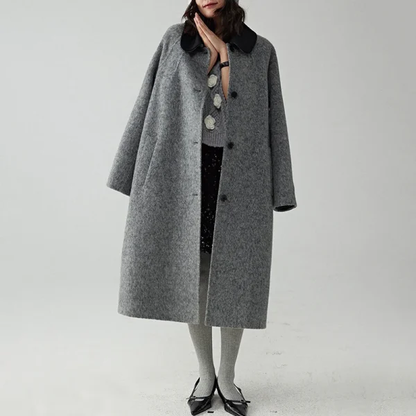 High Quality Winer Thick Alpaca Coat Single Breasted Long Cashmere Wool Coats for Women