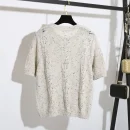 High Quality Short Sleeve Fashion Pullover Mercerized Cotton Knitted Sweater for Women