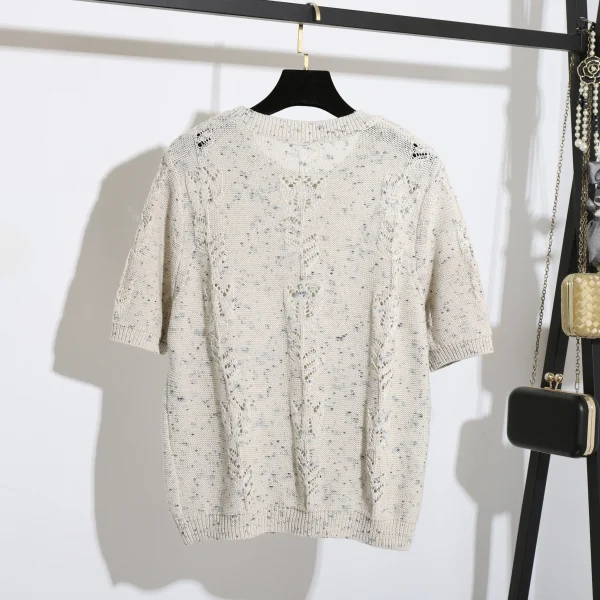 High Quality Short Sleeve Fashion Pullover Mercerized Cotton Knitted Sweater for Women - Image 4
