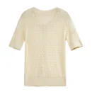Hollow Out Single Breasted Knitwear Summer V Neck Short Sleeve 100% Cotton Knitted Cardigans for Women