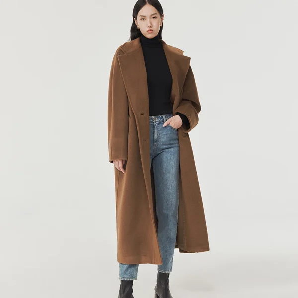 Women's Wool Blends in 2025 the New Winter Solid Color Double-breasted Jacket Fashion Elegant Commuting Cashmere Coat - Image 6