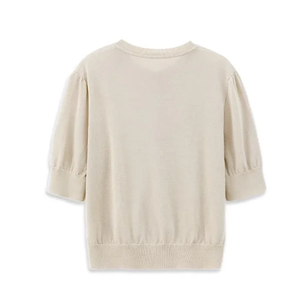 High Quality Single Breasted Knitted Cardigan Summer Wool Acetate Half Sleeve Knitwear for Women - Image 3