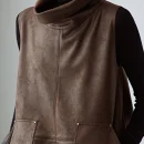 Sustainable Stand Collar Sleeveless Cropped Suede Leather Vest Women With Pockets