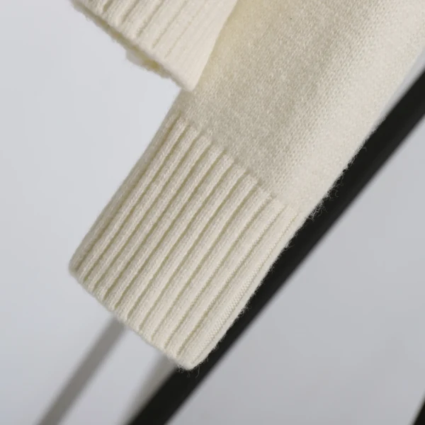 Autumn Winter High Collar Knitted Sweater Solid Color Women 100% Wool Pullover - Image 5