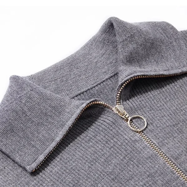 Half Zipper Knitwear Long Sleeve Hand Knitted Merino Wool Sweater for Women - Image 4