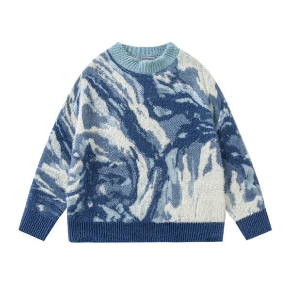 Casual Printed Pullovers Winter Oversized Knitted Wool Sweaters for Women