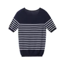 Summer Vintage Stripe Knitwear Knitted 100% Cotton T Shirts for Women