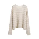 High Quality Long Sleeve Hollow Out Pullovers Crop Knitted Cotton Sweater Women