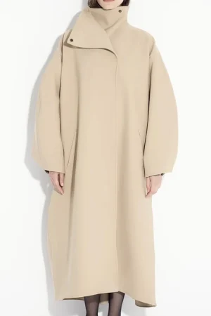 Stand Collar Long Woolen Coat Double Faced Winter Wool Coats for Women