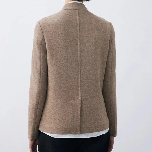 Luxury Double Faced Goat Cashmere Jackets Winter Cropped Knitted Wool Coat Suit for Women - Image 2